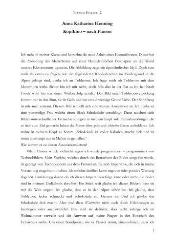 Anna Katharina Henning Kopfkino – nach Flusser - Flusserstudies.net