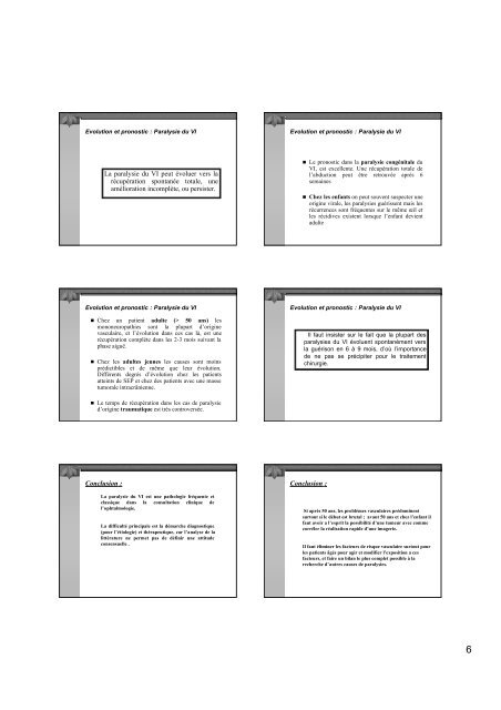 Paralysie du VI EPIDEMIOLOGIE - Strabisme