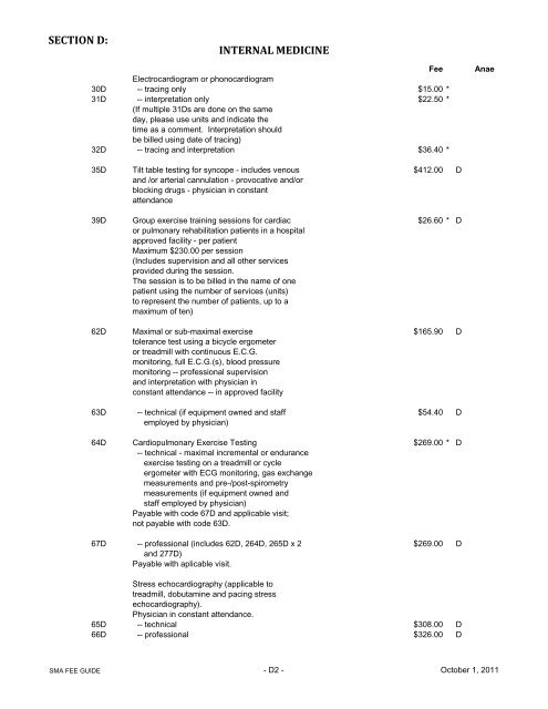 for uninsured services - Saskatchewan Medical Association