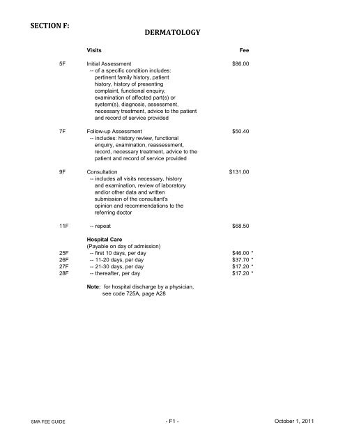 for uninsured services - Saskatchewan Medical Association