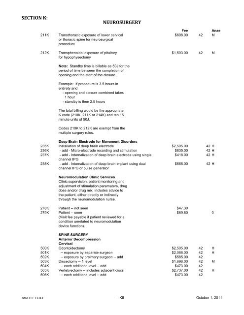 for uninsured services - Saskatchewan Medical Association