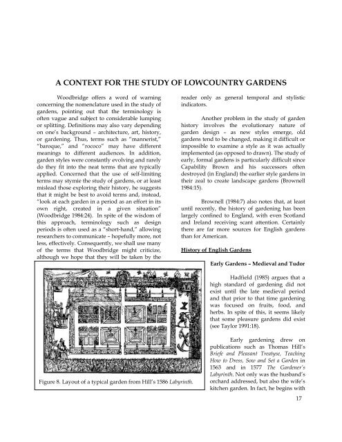 a context for the study of lowcountry gardens