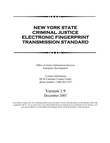 New York State Criminal Justice Electronic Fingerprint - Division of ...
