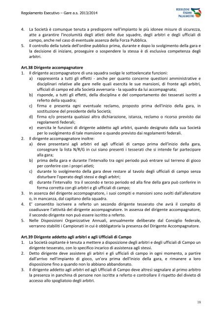 Regolamento Esecutivo Gare FIP - Federazione Italiana Pallacanestro
