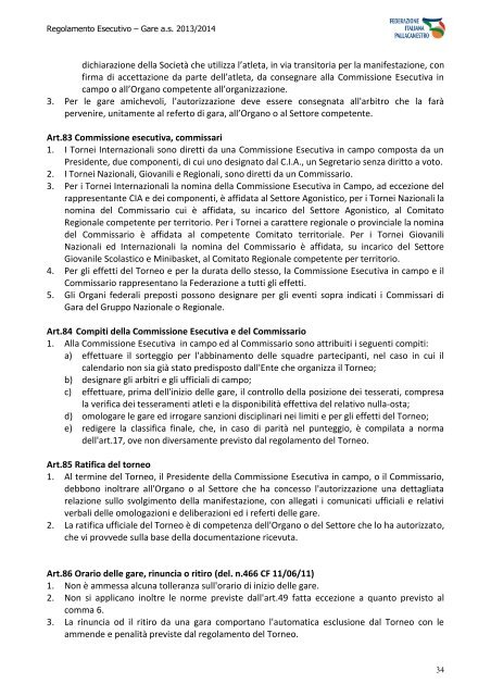 Regolamento Esecutivo Gare FIP - Federazione Italiana Pallacanestro