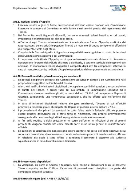 Regolamento Esecutivo Gare FIP - Federazione Italiana Pallacanestro