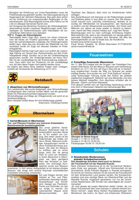 Mitteilungsblatt Nr. 30 vom 25.07.2013 - VG Hahnstätten