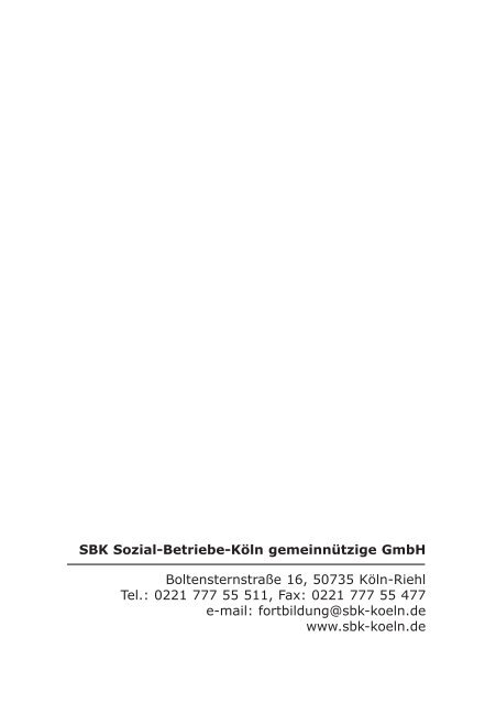 SBK Fortbildung und Beratung 2014 - Sozial-Betriebe-Köln