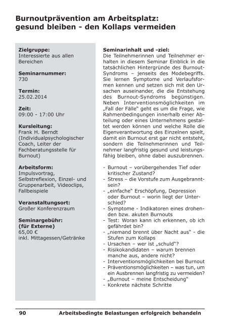 SBK Fortbildung und Beratung 2014 - Sozial-Betriebe-Köln