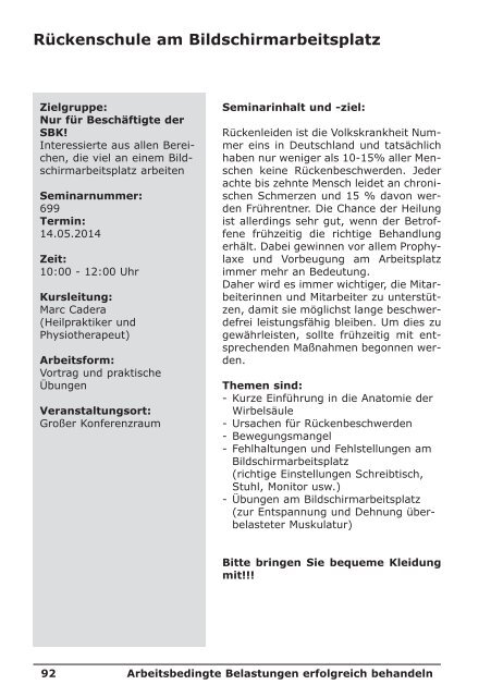 SBK Fortbildung und Beratung 2014 - Sozial-Betriebe-Köln