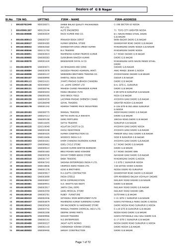 G B Nagar Dealers of - Commercial Tax