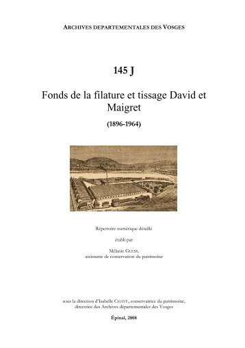 145 J Fonds de la filature et tissage David et Maigret - Archives ...