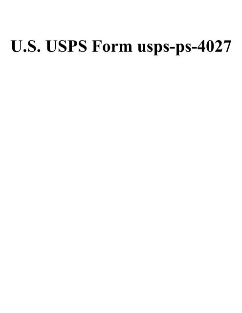 U.S. USPS Form usps-ps-4027