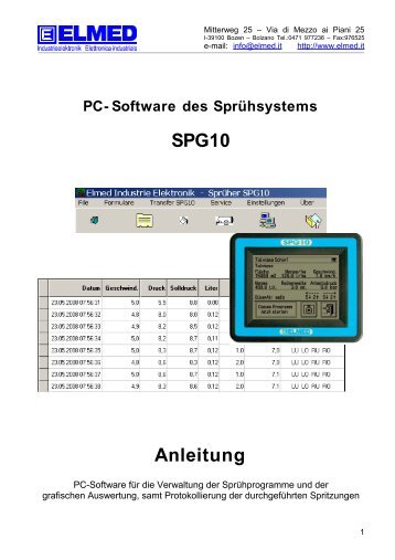 Bedienungsanleitung SPG10 PC-Software - elmed