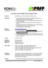 5 and 6 Year Health Visit Lesson Plan