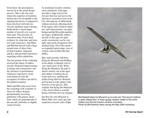 Review of the July 2004 Flying Wing workshop - Mat's