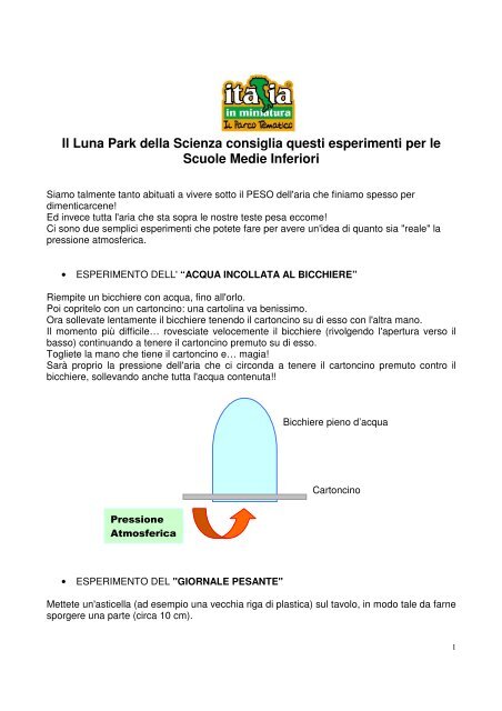 Il Luna Park della Scienza consiglia questi esperimenti per le ...