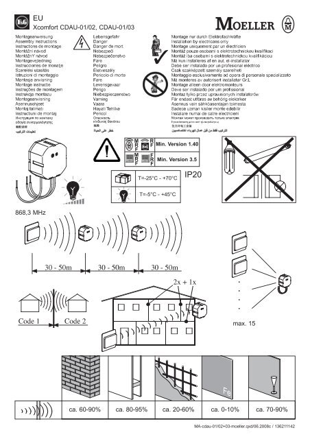 Xcomfort CDAU-01/02, CDAU-01/03 ca. 60-90% ca. 80-95 ... - Moeller