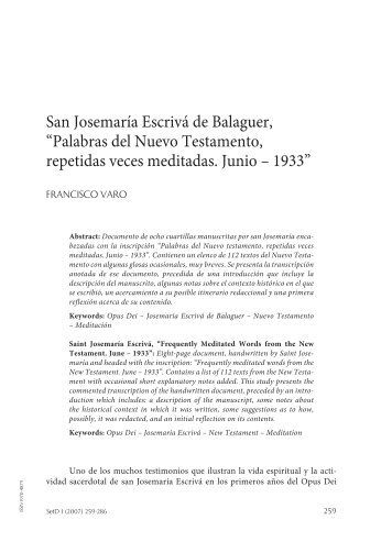 San Josemaría Escrivá de Balaguer, Palabras del Nuevo ... - ISJE