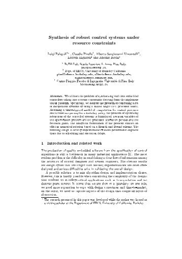 Synthesis of robust control systems under ... - Centro E Piaggio