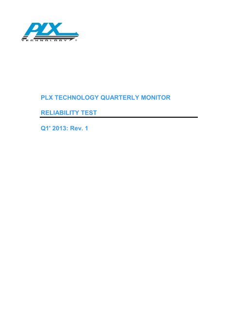 Quarterly FIT Rate Reliability Monitor- Test Report ... - PLX Technology