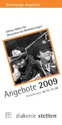 Angebote 2009 - Wohnen und Offene Hilfen in der Diakonie Stetten