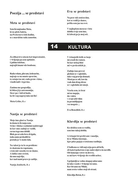 Krik 1 - Osnovna Å¡ola Franceta PreÅ¡erna Kranj
