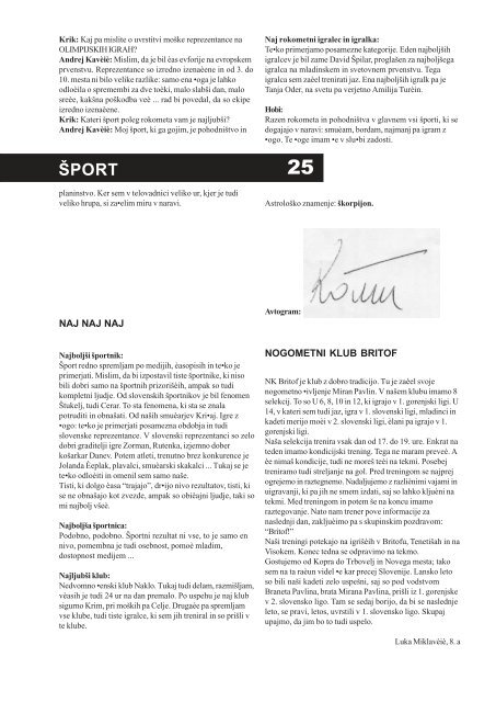 Krik 1 - Osnovna Å¡ola Franceta PreÅ¡erna Kranj