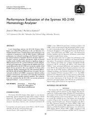 Performance Evaluation of the Sysmex XE-2100 Hematology Analyzer