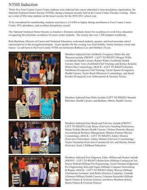 NTHS Induction Banquet - May 2011 - Four County Career Center