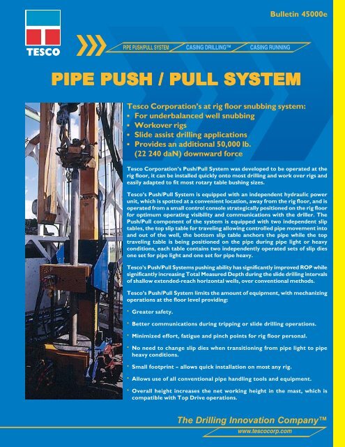 pipe push / pull sy pipe push / pull system - TESCO Corporation