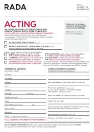 acting application form - Rada