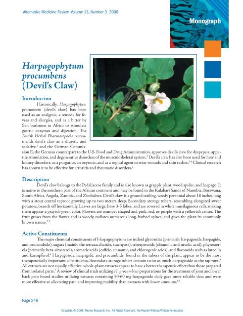 Harpagophytum procumbens (Devil's Claw) - Thorne Research