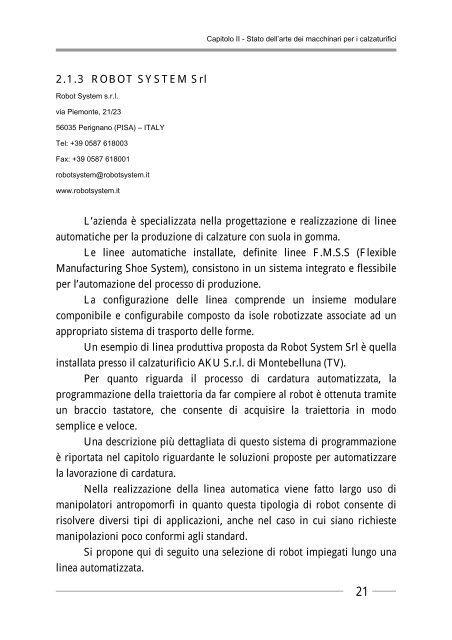 Trasferimento tecnologico per l'Automazione nel Settore Calzaturiero