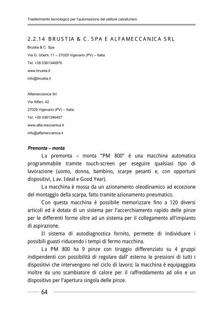 Trasferimento tecnologico per l'Automazione nel Settore Calzaturiero