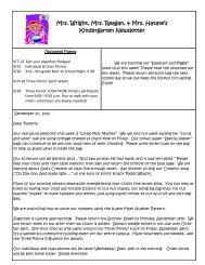 Mrs. Wright, Mrs. Reagan, & Mrs. Hatate's Kindergarten Newsletter