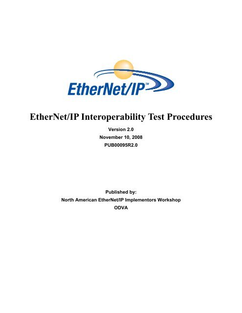 EtherNet/IP Interoperability Test Procedures - ODVA