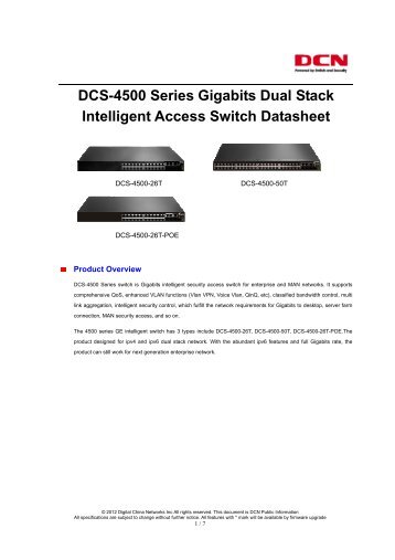 DCS-4500 Series Gigabits Dual Stack Intelligent Access Switch - DCN
