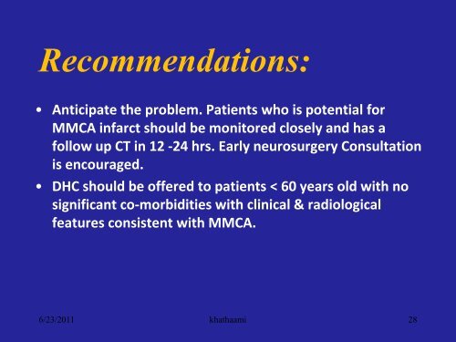 decompressive hemicraniectomy for malignant mca ... - RM Solutions