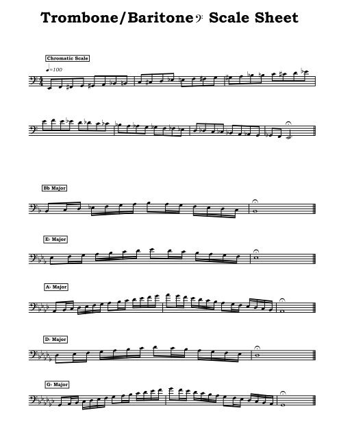 Trombone & Baritone (BC) Scale Sheet