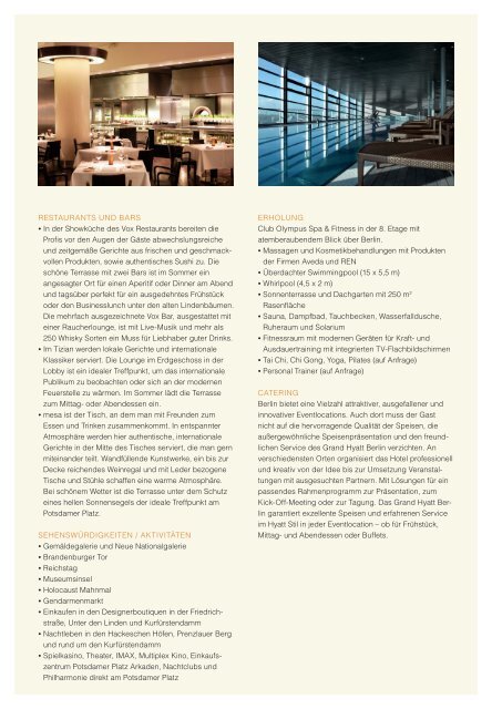 Hyatt Bankettmappe - Berlin Locations