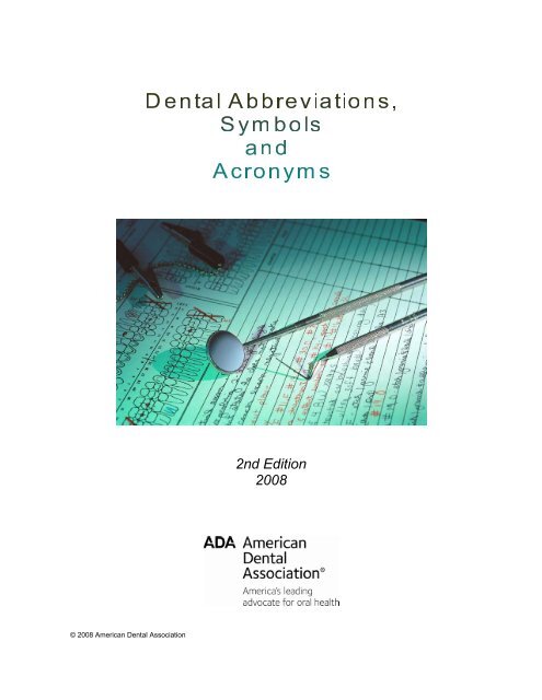 Dental Abbreviations, Symbols and Acronyms - American Dental ...