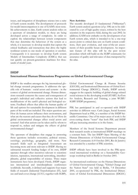 PIK Biennial Report 2000-2001 - Potsdam Institute for Climate ...