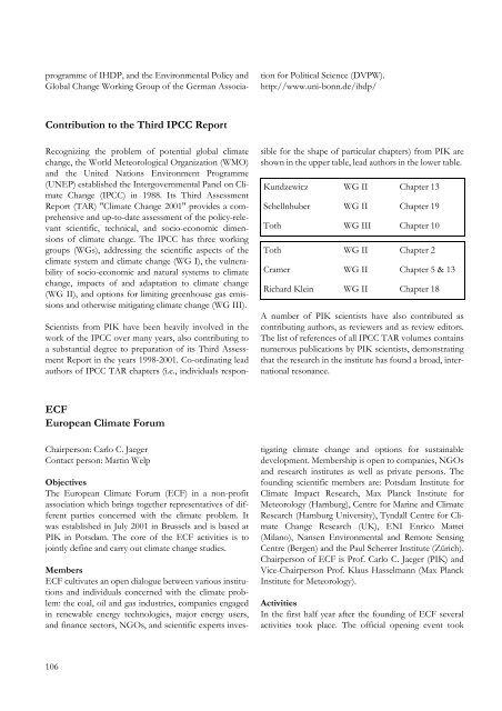 PIK Biennial Report 2000-2001 - Potsdam Institute for Climate ...
