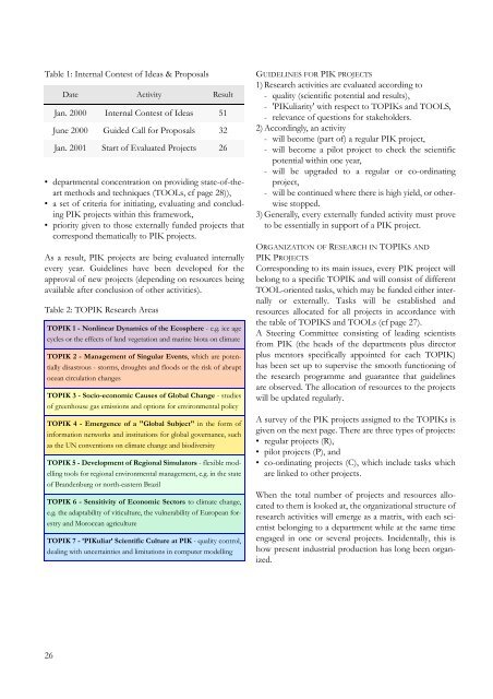 PIK Biennial Report 2000-2001 - Potsdam Institute for Climate ...