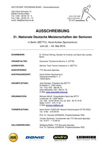 AUSSCHREIBUNG 31. Nationale Deutsche Meisterschaften der ...