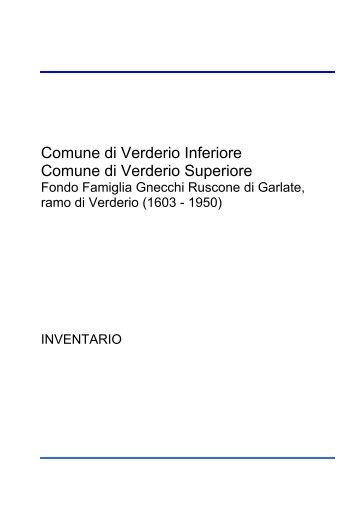 sub fondo 1.1 - Carte Confalonieri - Comune di Verderio Inferiore