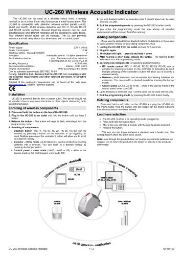 UC-260 Wireless Acoustic Indicator - Kawach
