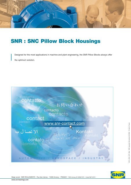 SNR : SNC Pillow Block Housings