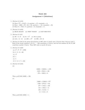 Math 222 Assignment 4 (Solutions)